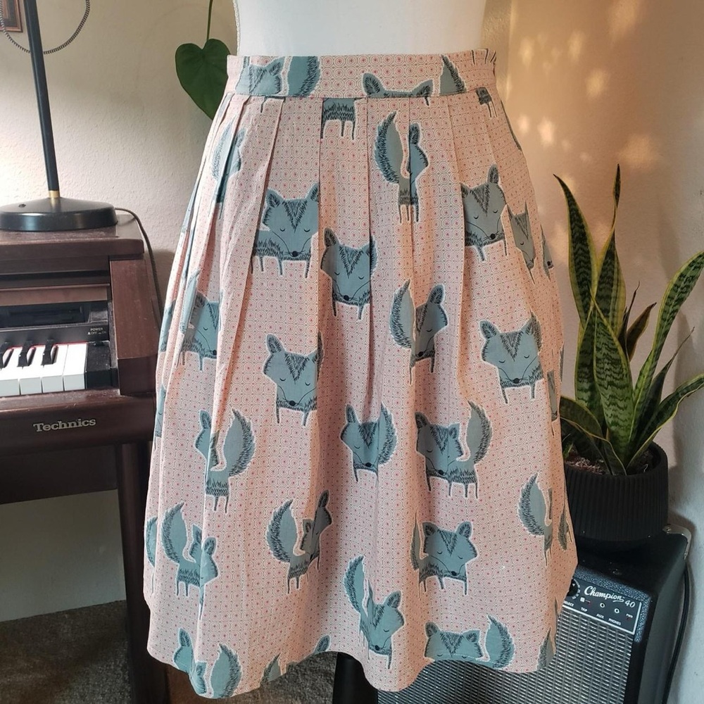 Comme Toi Charming Fox Print A-Line Skirt